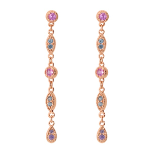 Orecchini Pendenti con Elementi Tondi e a Marquise e Cubic Zirconia Colorate