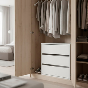 Cassettiera A 3 Cassetti Con Guide Metalliche Salvaspazio E Compatta Per Camera Da Letto Armadio Cabina Armadio Minimal 60 x 57 x 44 Cm Colore Bianco