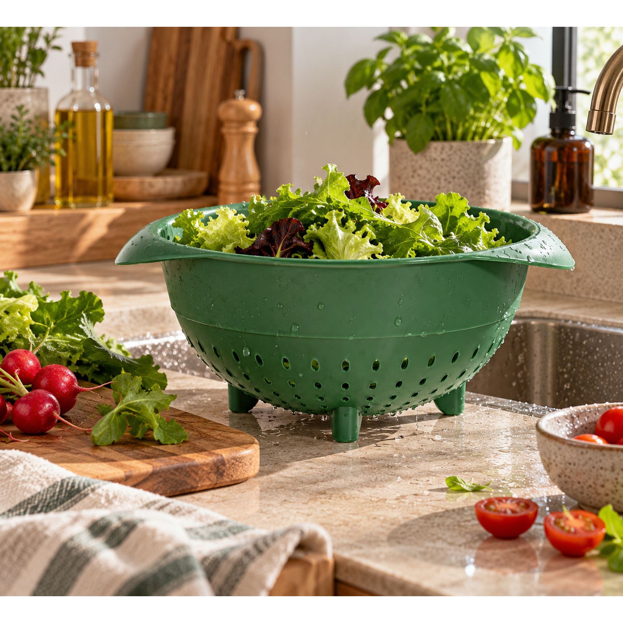 Passoire 24cm en plastique vert