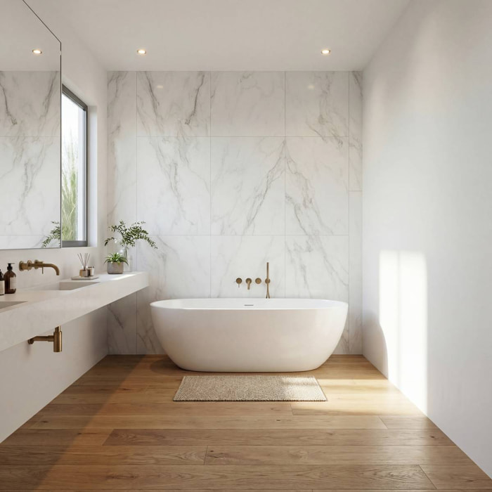 4 panneaux décoratifs muraux Bano 45x90cm blanc