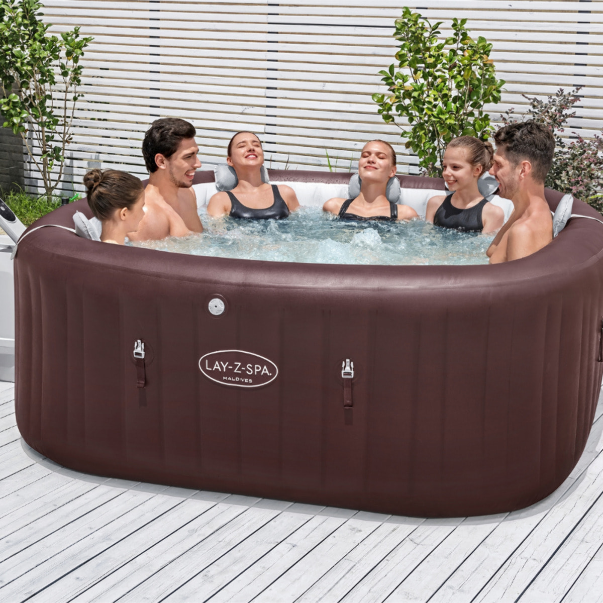Bestway Spa gonflable carré Lay-Z-Spa Maldives HydroJet Pro avec WiFi 5-7 personnes