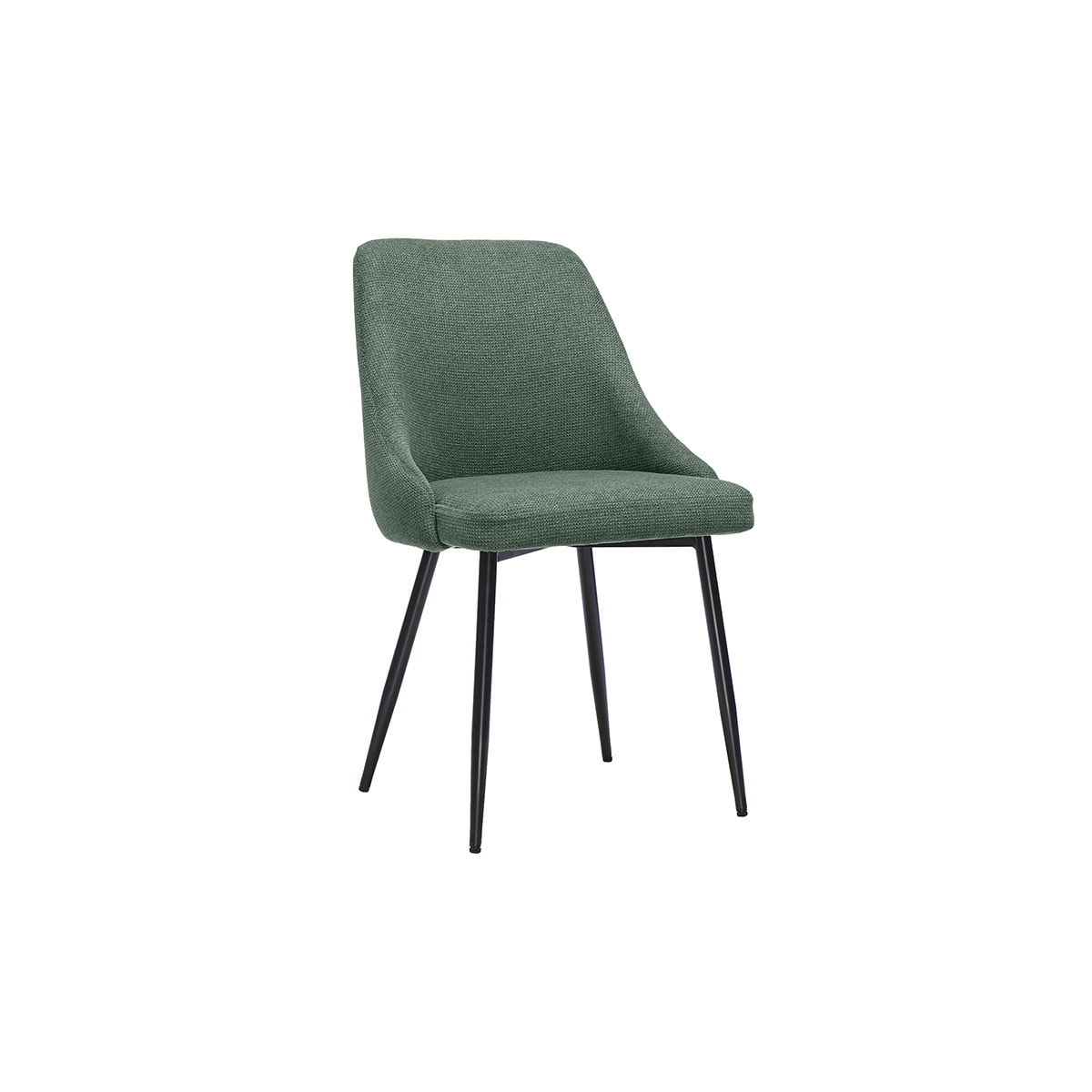 Chaises en tissu chenille vert kaki et métal noir (lot de 2) HASTA