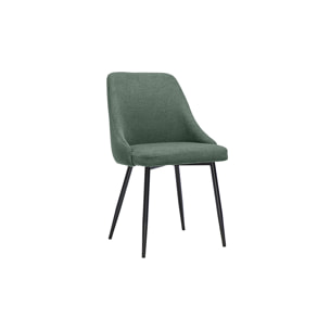 Chaises en tissu chenille vert kaki et métal noir (lot de 2) HASTA