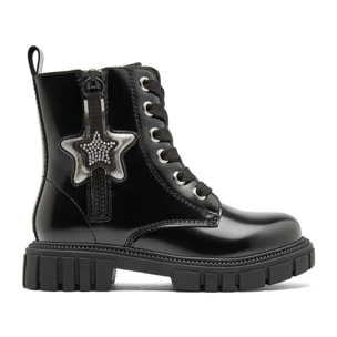 Botas Militares de Niña con Estrella en Negro