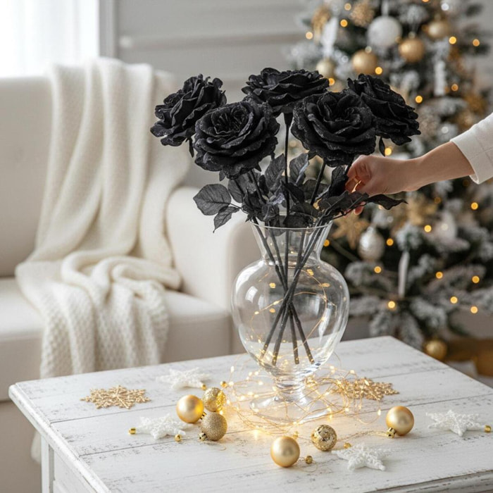 Rosa cabbage con glitter - Pezzi 12 - NERO - Bianchi Dino SpA