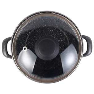 Magefesa K2 GRANSASSO olla 30 con tapa de vidrio, acero esmaltado vitrificado, en gris, inducción y lavavajillas