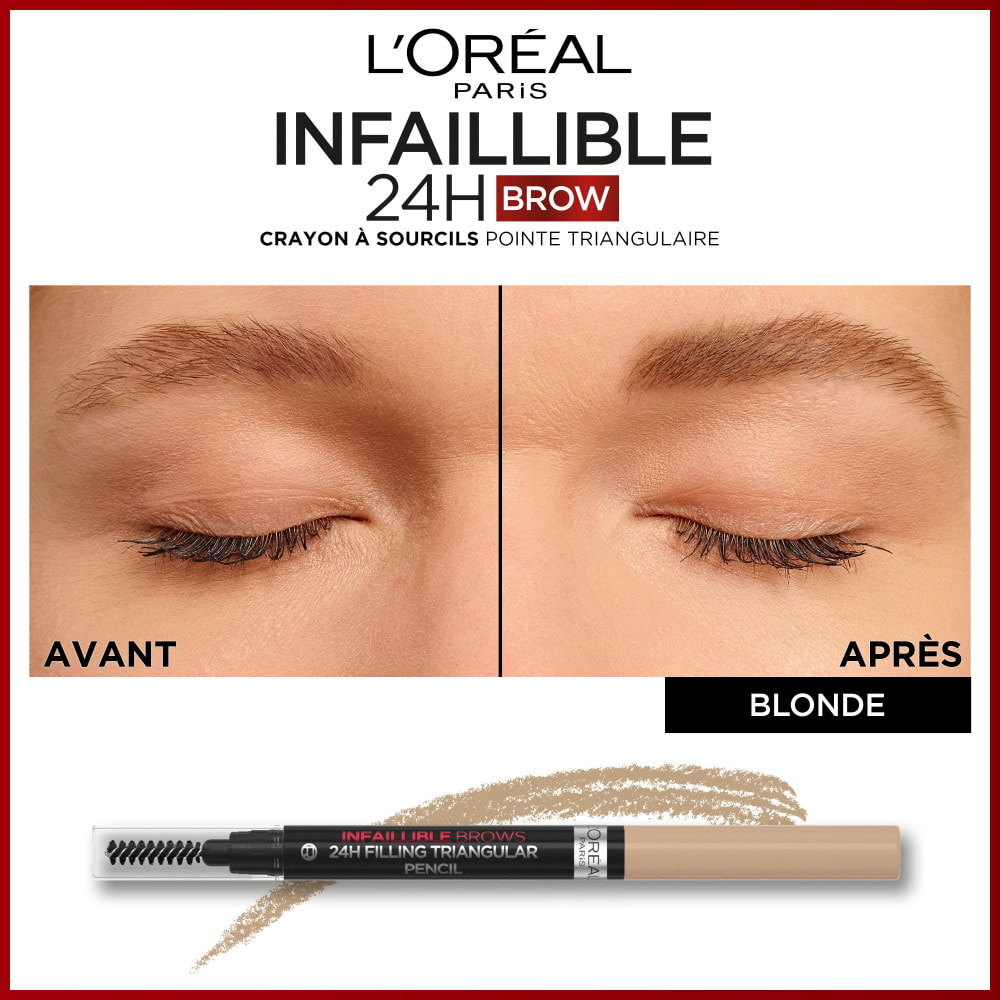 L'Oréal Paris Infaillible 24H Brow Crayon à Sourcils Pointe Triangulaire 7 Blonde