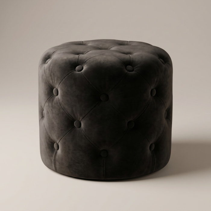 Pouf Poggiapiedi in Velluto Capitonné, Pouf Contenitore Design Moderno, Seduta Imbottita Multiuso per Soggiorno Camera da Letto Living, Complemento d’Arredo Elegante Stile Contemporaneo