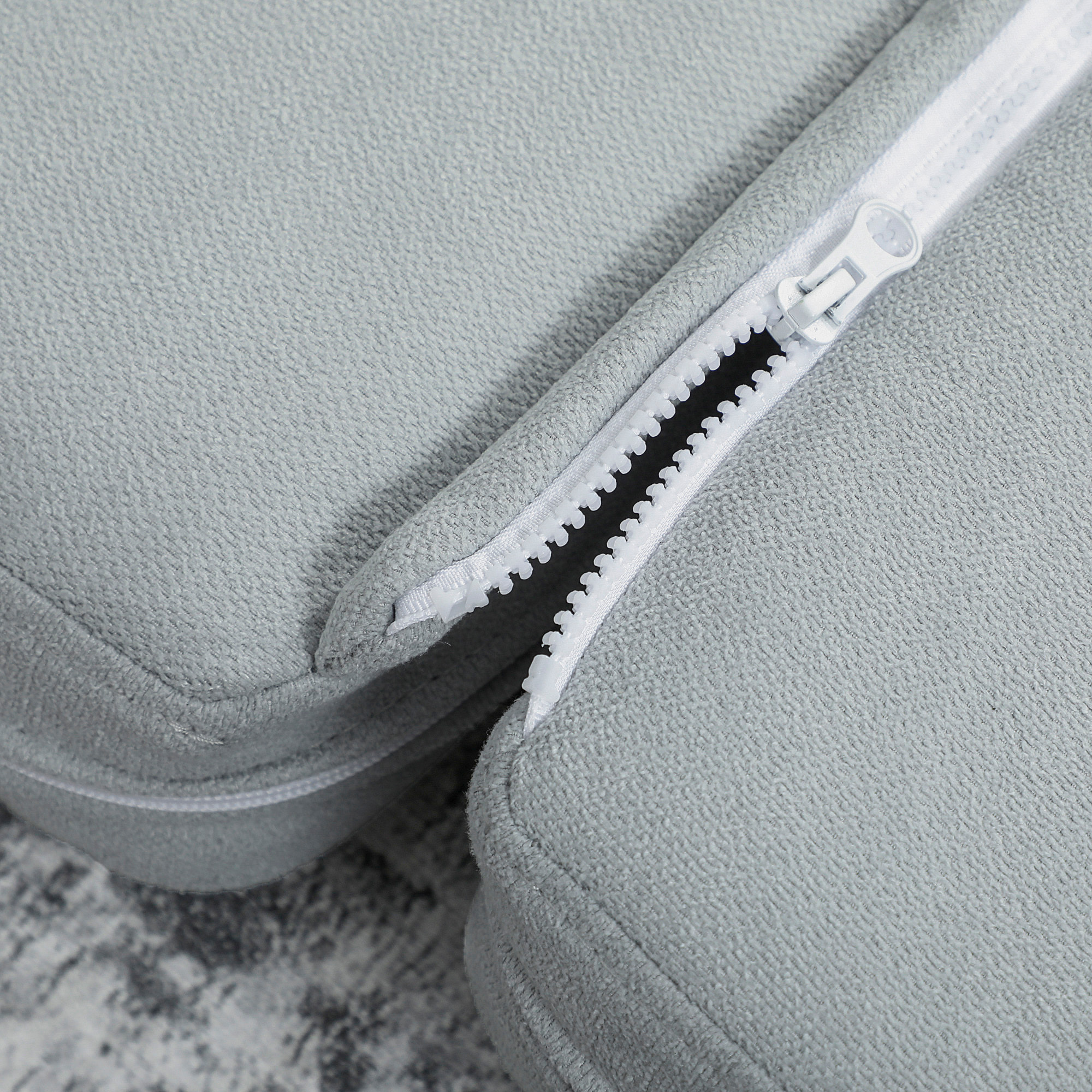 Fauteuil paresseux chauffeuse 4 parties dim. 137,5 x 85,5 x 74 cm tissu toucher lin gris clair