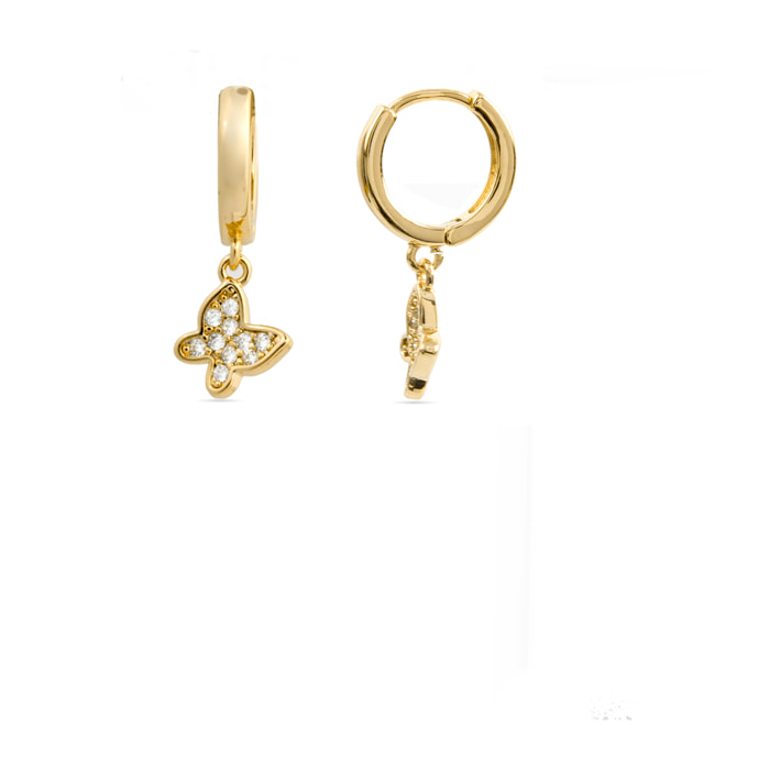 Pendientes de Circonita Brillante acabados en oro amarillo de 18k