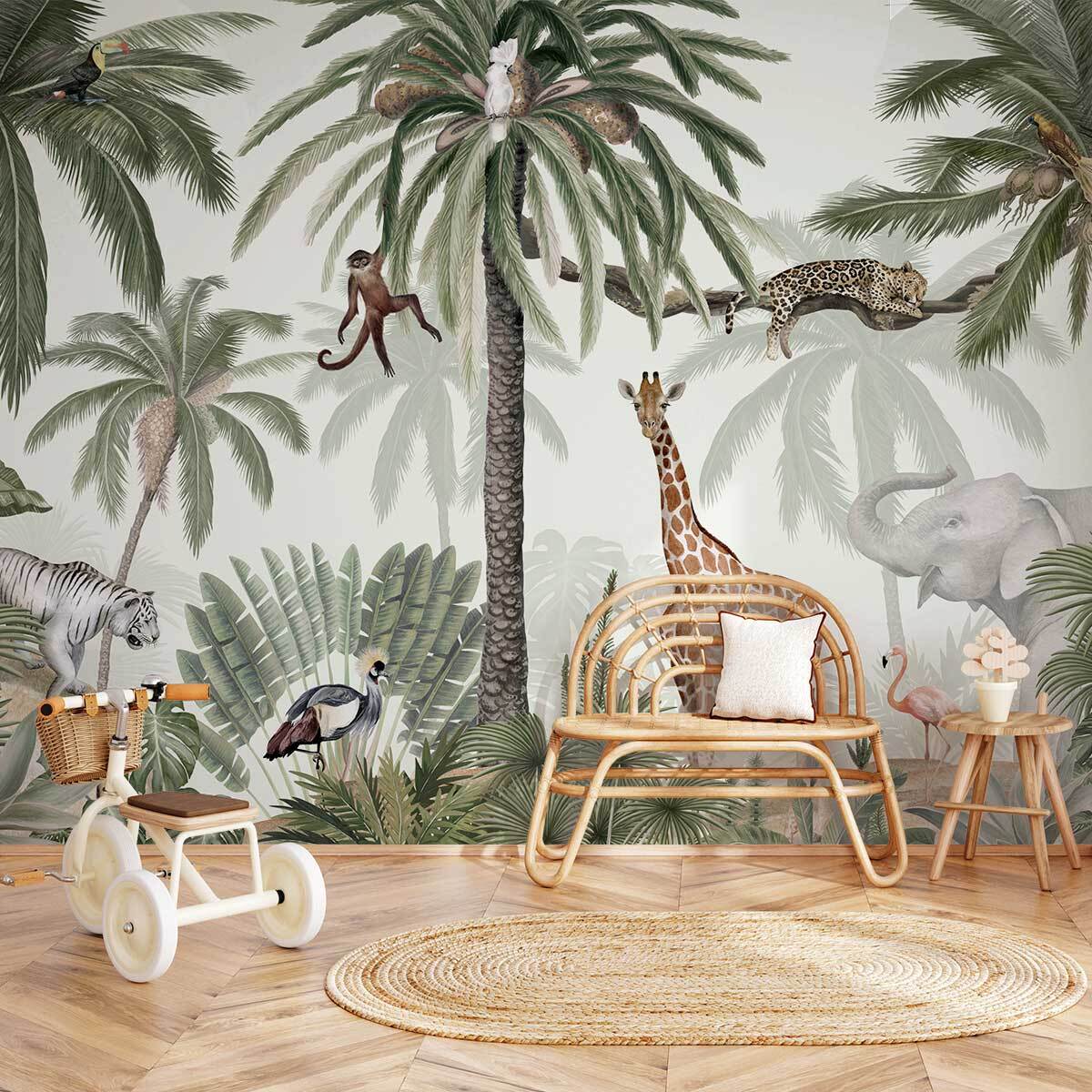 Papier peint petit monde de la savane Intissé