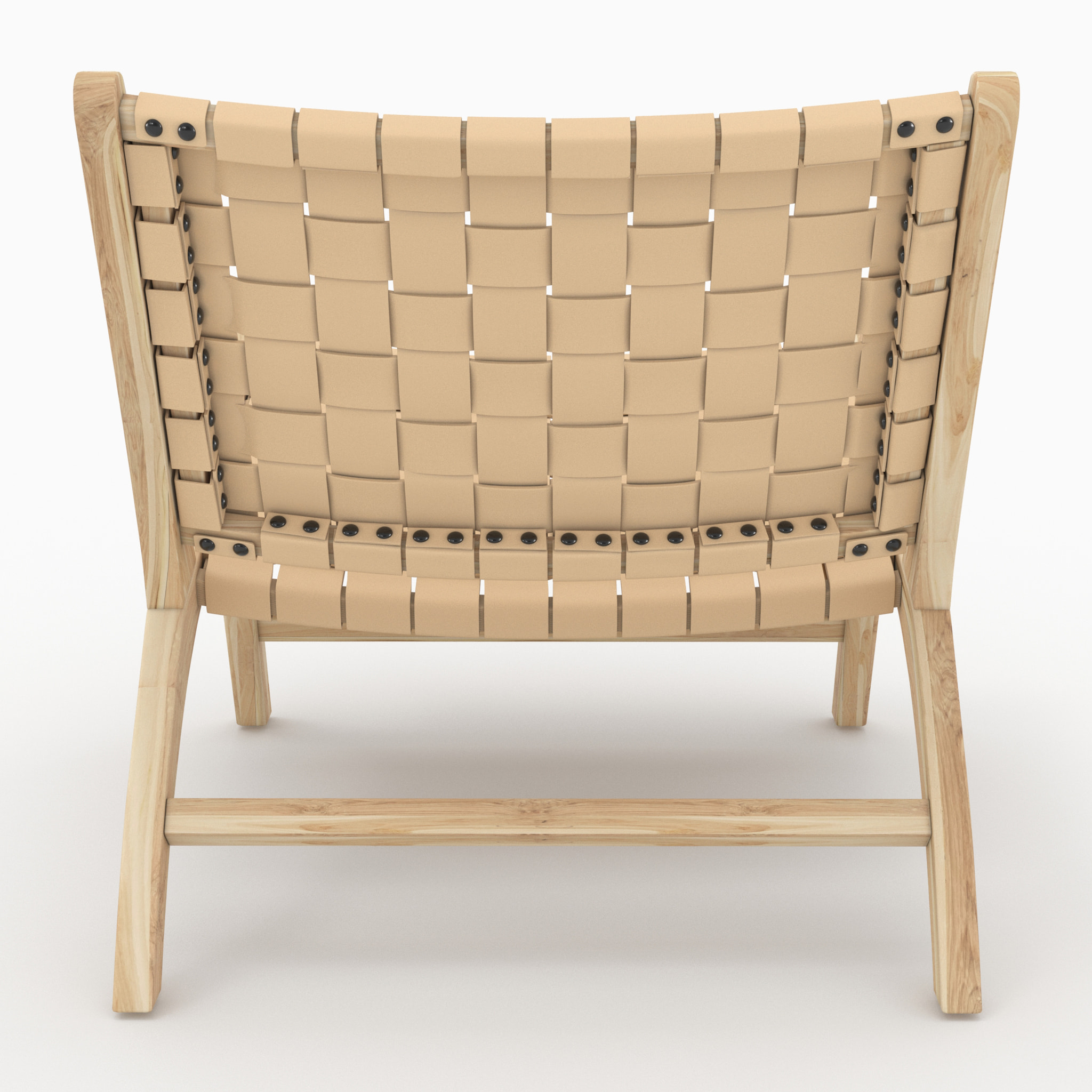 Fauteuil en teck et cuir tressé beige - Kuna