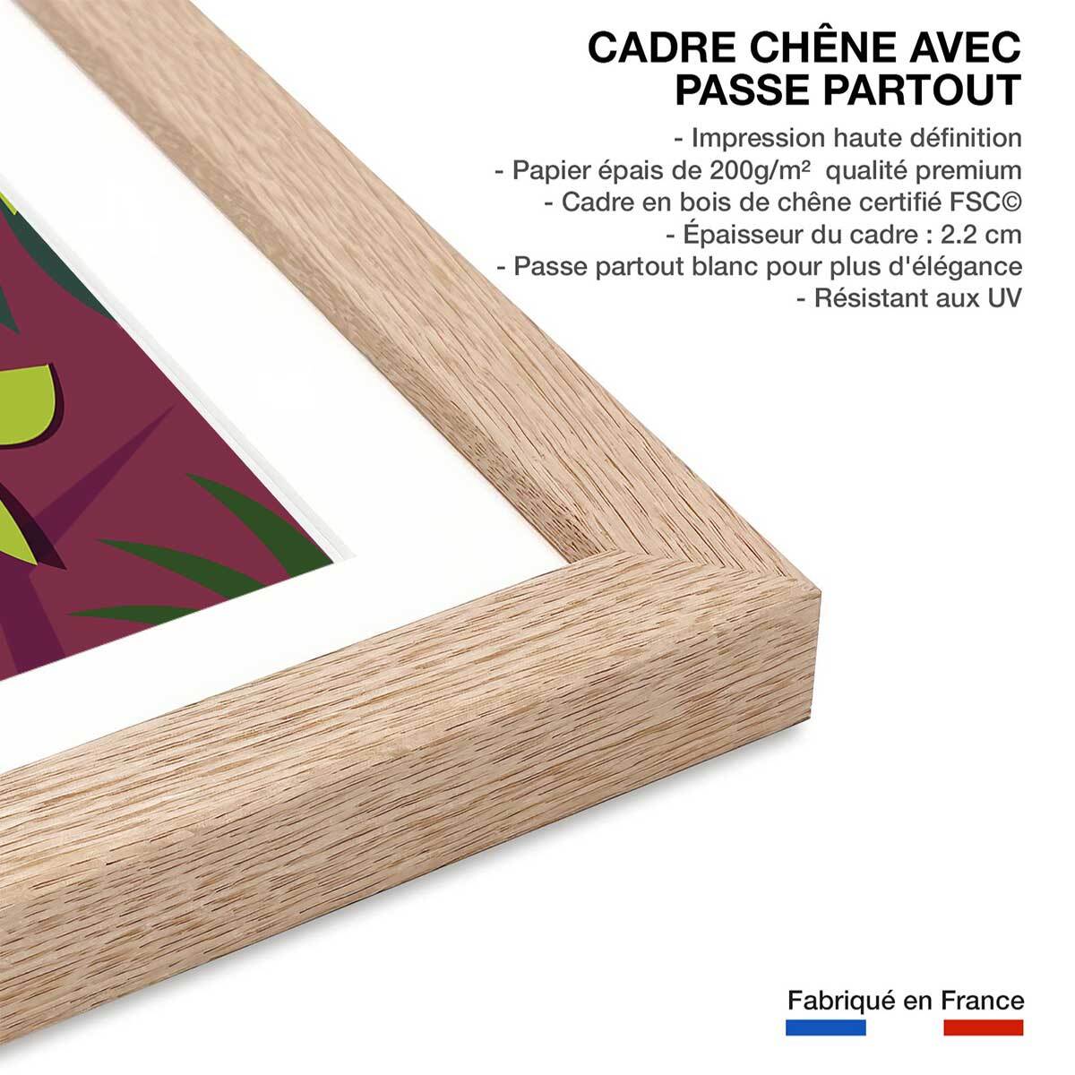 Affiche Toucan à Rio De Janeiro Affiche + cadre en bois - Chêne