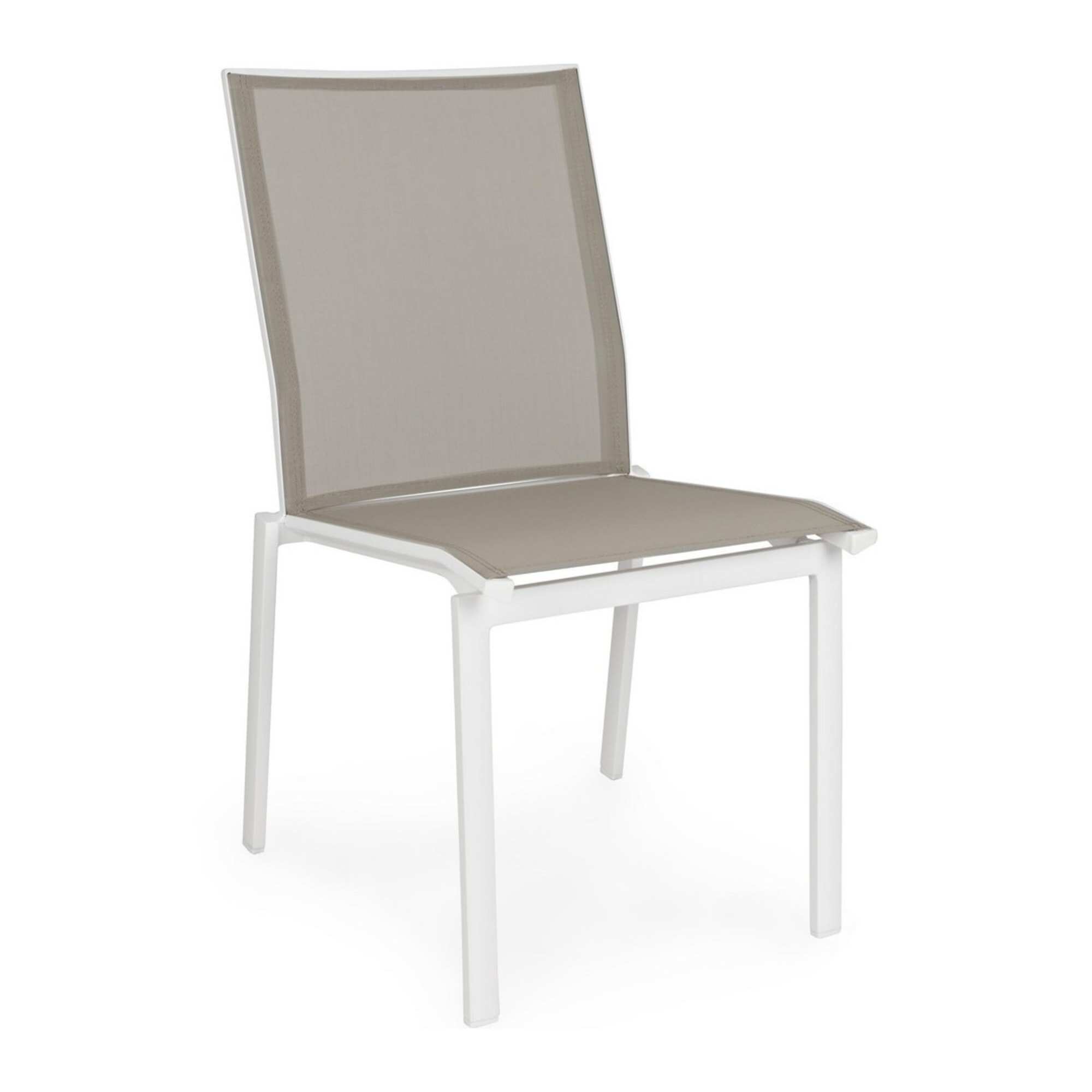 Set 4 sedie da giardino ZARAGOZA in textilene e alluminio bianco, impilabile
