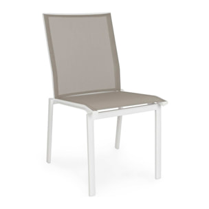 Set 4 sedie da giardino ZARAGOZA in textilene e alluminio bianco, impilabile
