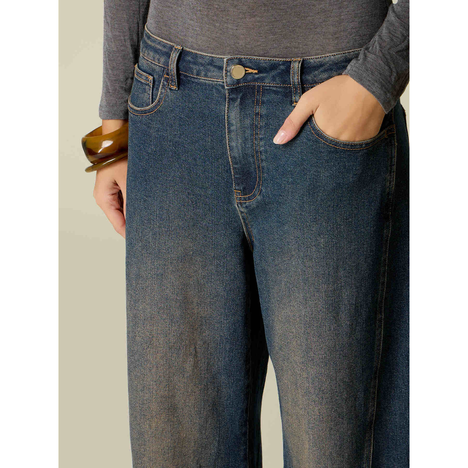 Oltre - Jeans wide leg barrel - Blu