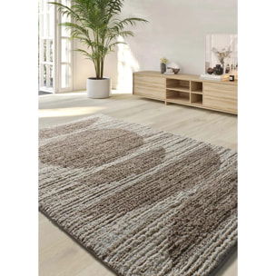 LIMA Alfombra shaggy estilo escandinavo con relieve beige, varias medidas disponibles