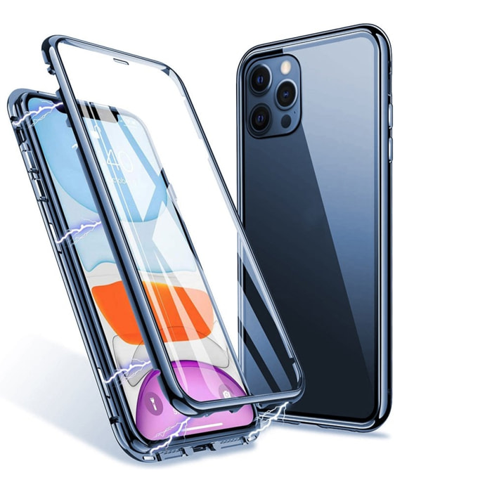 Coque 360 intégrale aimanté bleu alpin et transparente Compatible avec les téléphones de la marque Apple iPhone 13 Pro