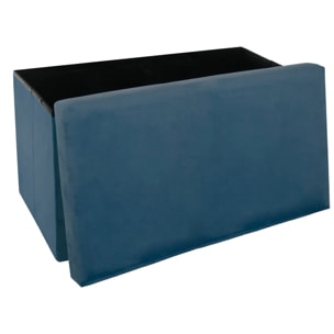 Pouf pliant double "Tess" velours bleu
