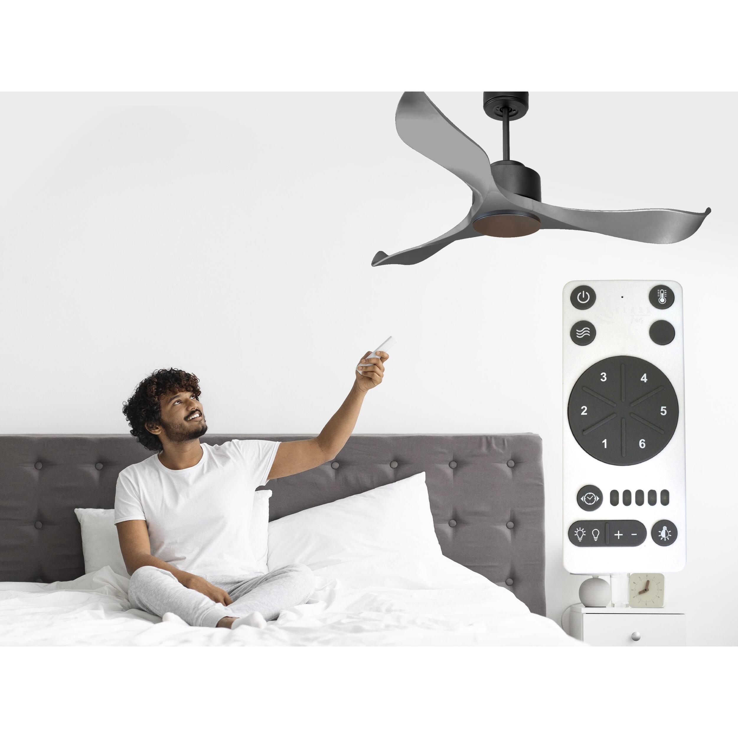 Ventilateur de plafond ø132 cm avec Wifi Réversible Hypersilence 40   W Noir
