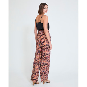 Pantaloni palazzo con stampa animalier