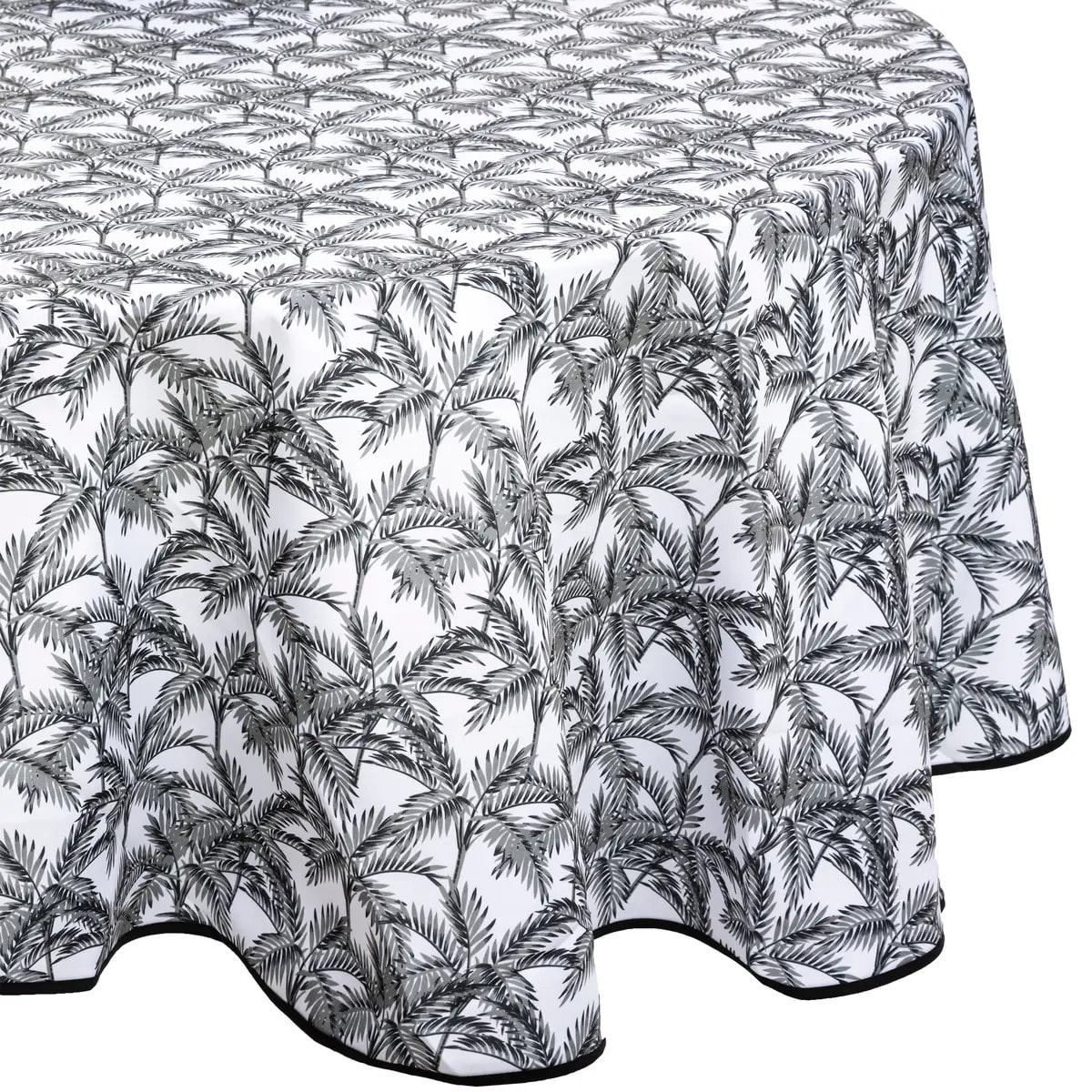 Nappe anti-tache "Palmier" gris ardoise D180cm