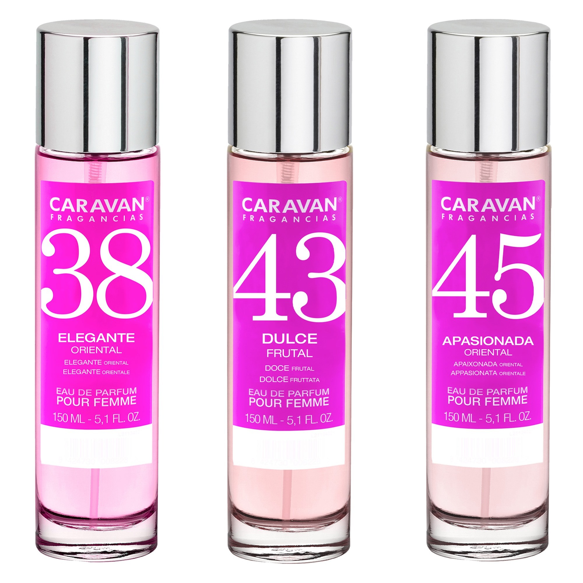 3x caravan perfume de mujer nº45 nº43 nº38 - 150ml.