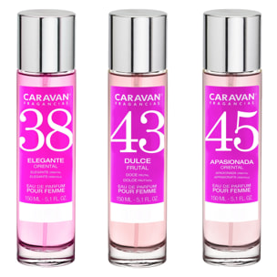 3x caravan perfume de mujer nº45 nº43 nº38 - 150ml.