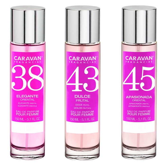 3x caravan perfume de mujer nº45 nº43 nº38 - 150ml.