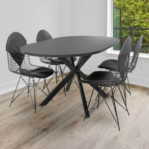 Marui - Tavolo da pranzo ovale in legno e metallo con piede centrale Kiso 180x100 cm - nero opaco