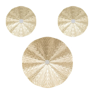 Lot de 3 déco murales Leslie métal doré D22 225 335cm