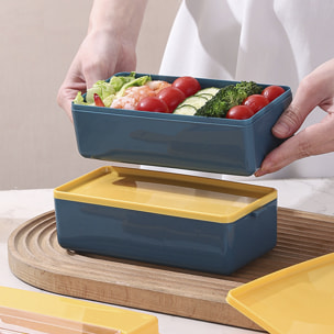 Lunch box ermetico con 2 altezze per conservare gli alimenti. Include posate. Adatto al microonde