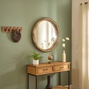 Miroir rond Barrel D.90cm doré métallisé