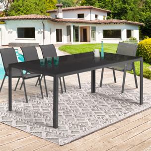 Table de jardin Majorca 190cm verre trempé