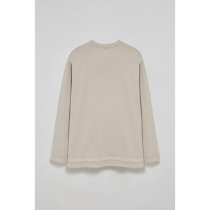 Maglietta Polo Club Hermes a maniche lunghe in beige con logo in gomma