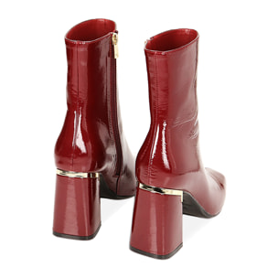 Botines naplak burdeos, tacón de 9 cm