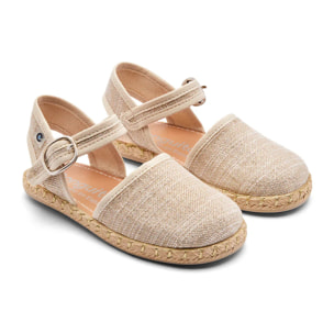 Alpargatas de Niña Suela Yute y Hebilla Beige