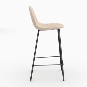 Lot de 2 chaises pour îlot central 65.5 cm en tissu bouclette beige - Henrik