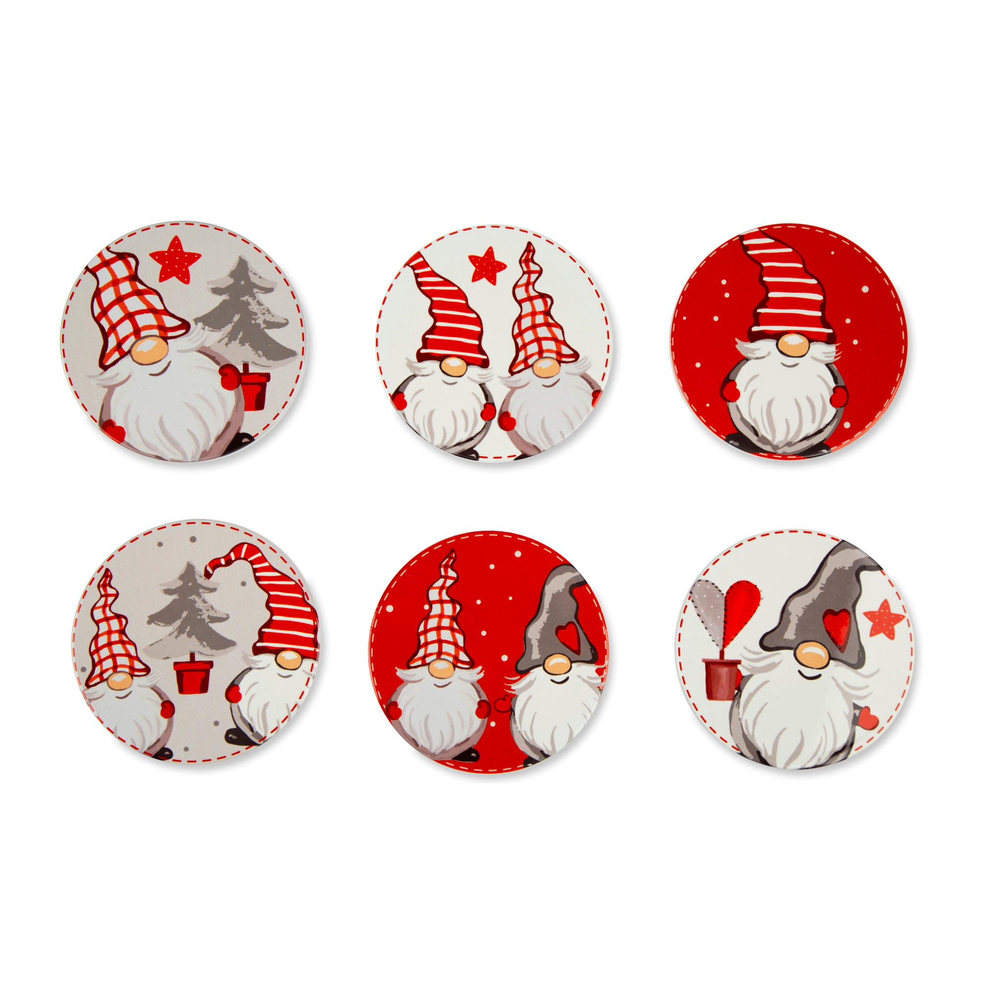 Set 6 Sottobicchieri Excelsa - Gnomo, Dolomite Multicolore con Parte Inferiore in Sughero