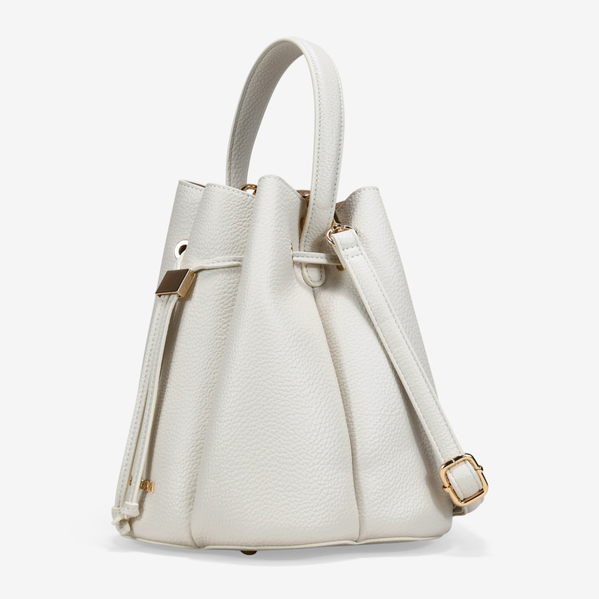 Bolso cubo beige efecto plisado