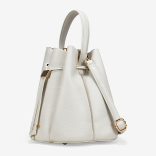 Bolso cubo beige efecto plisado