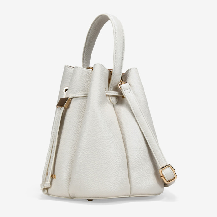 Bolso cubo beige efecto plisado