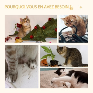 Arbre à chat 2 griffoirs niche entrée tête de chat plateforme d'observation jouet suspendu coussins amovibles peluche grande douceur aspect bois clair