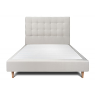 Lit avec tête de lit capitonnée velours et sommier tapissier Ep20