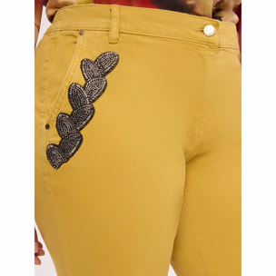 Fiorella Rubino - Pantaloni chino con applicazioni - Giallo