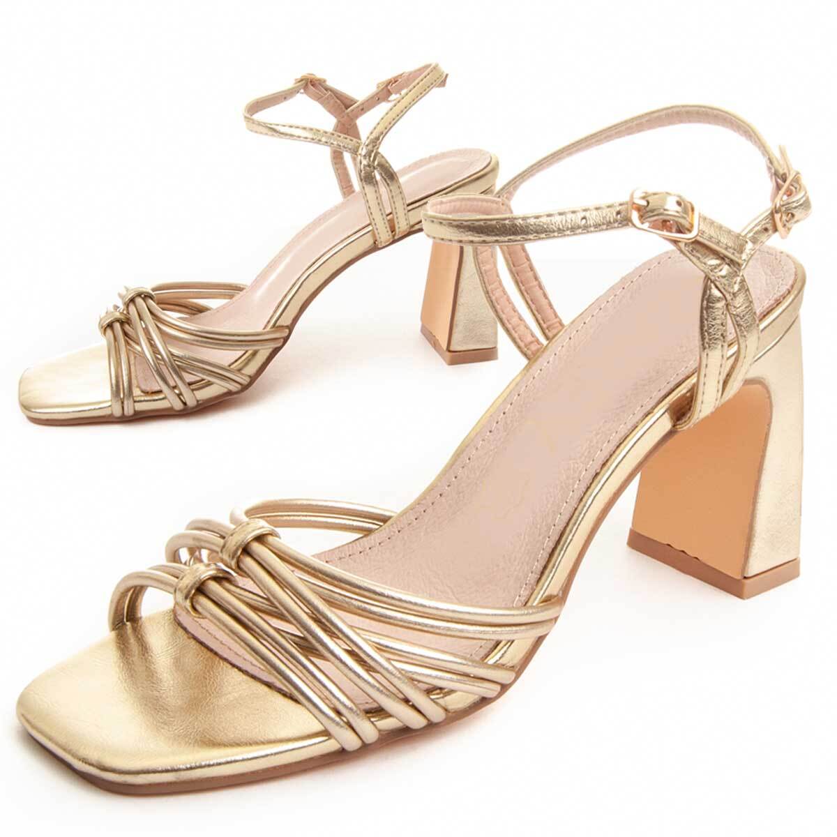 Sandalias De Tacón - Dorado - Altura: 8 cm