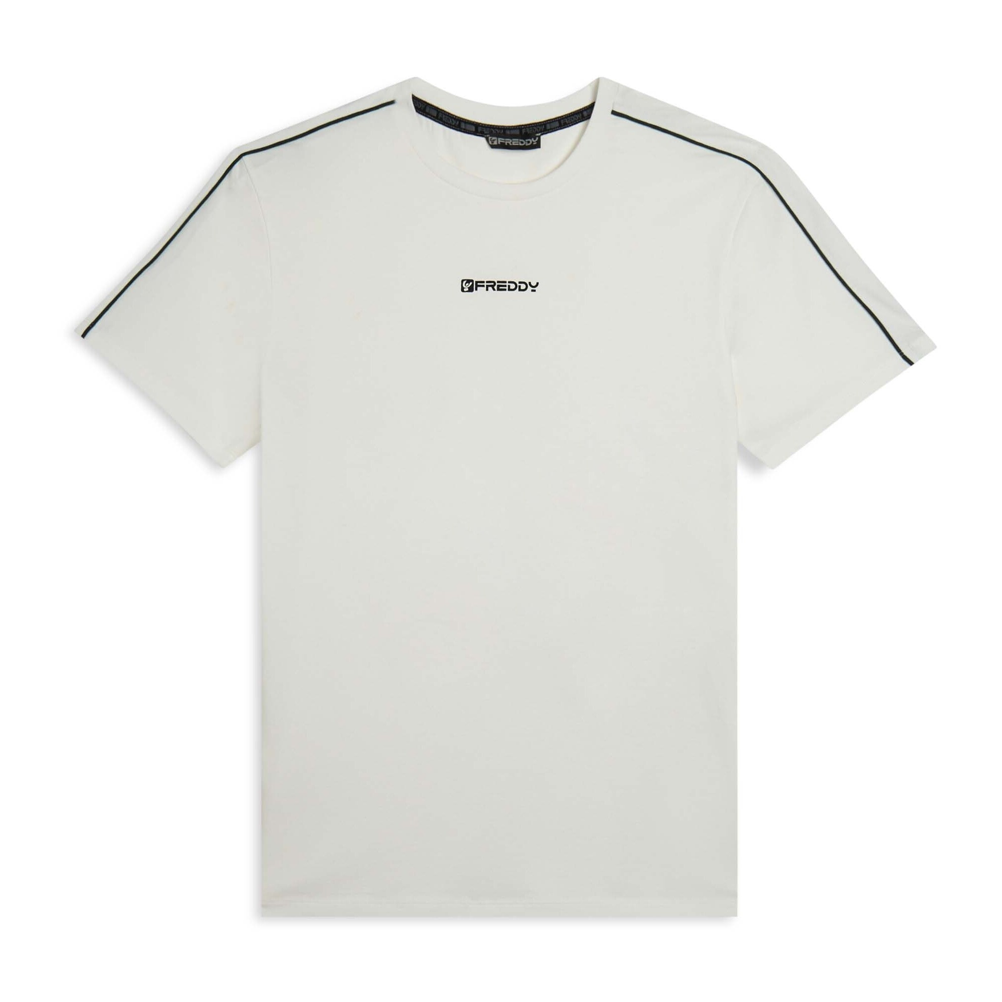 T-shirt in jersey stretch con cuciture in contrasto