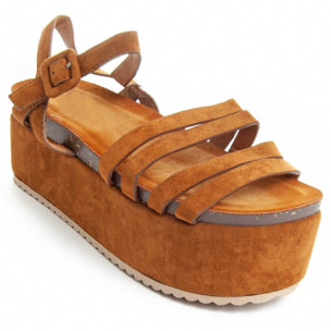 Sandalia de plataforma - Marron - Altura: 10 cm