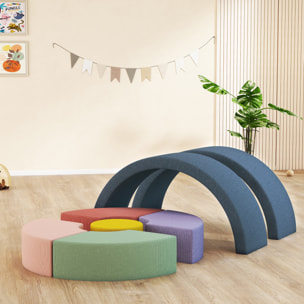 7 blocs de construction en mousse XXL revêtement tissu déhoussable - modules de motricité - multicolore