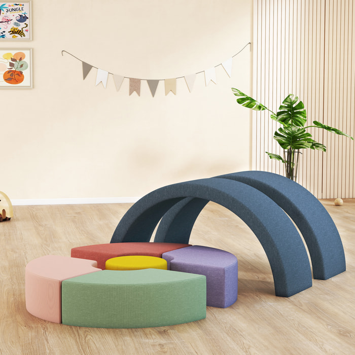 7 blocs de construction en mousse XXL revêtement tissu déhoussable - modules de motricité - multicolore